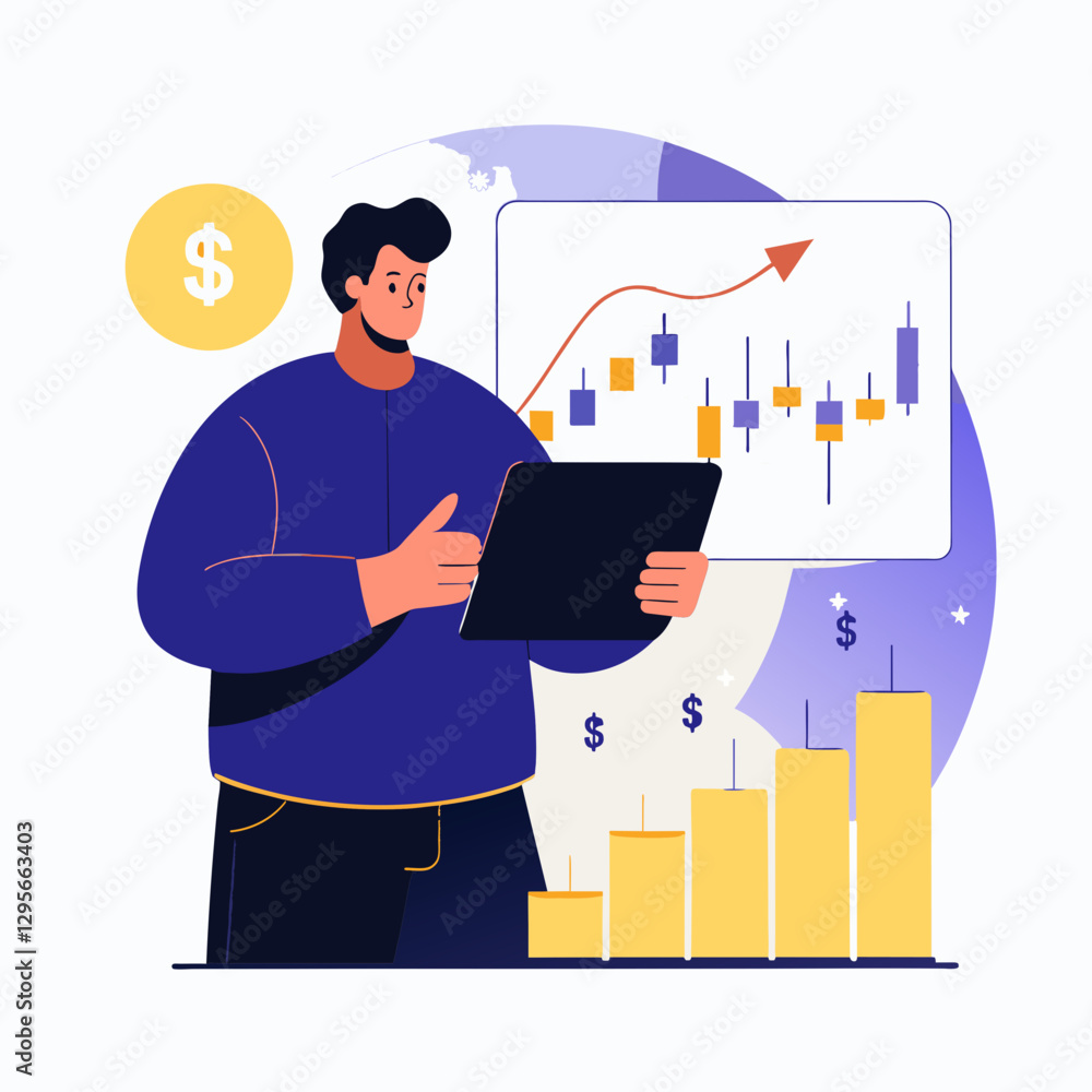 Man presenting project report with financial analytics and business growth chart
Man presenting project report with financial analytics and business growth chart