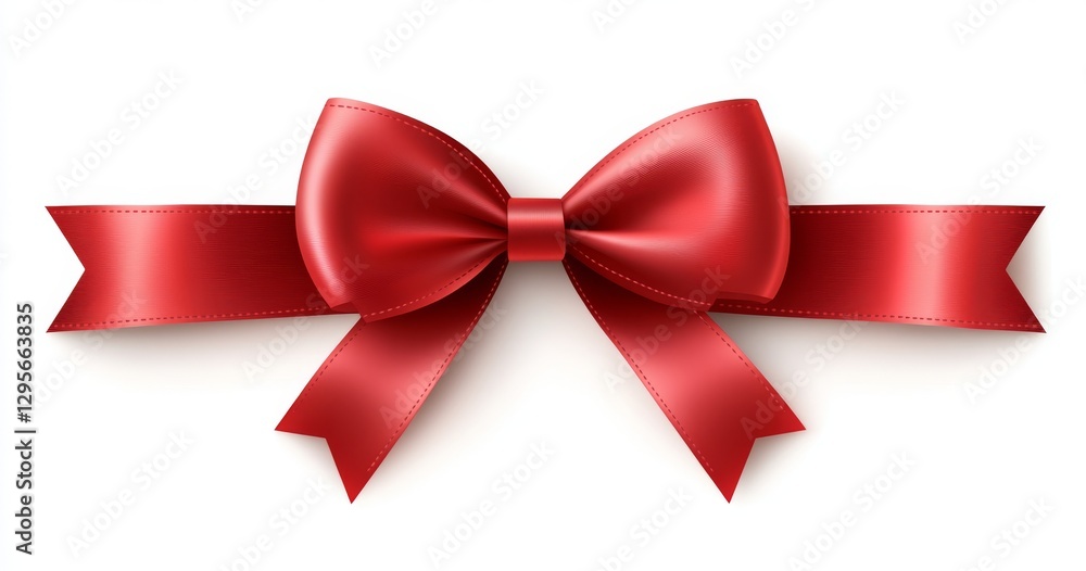 Isolated on a transparent background is a stunning red satin ribbon adorned with a bow, stock photo Isolated on a transparent background is a stunning red satin ribbon adorned with a bow, stock photo