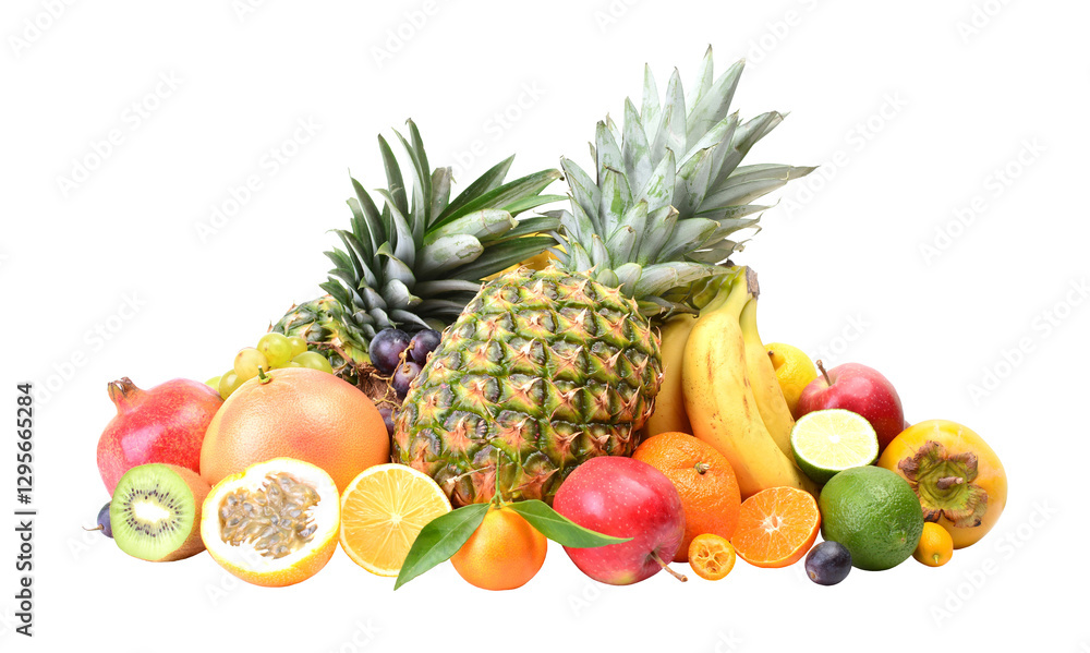 Fresh fruits isolated on white