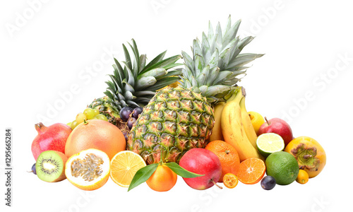 Obraz na płótnie Fresh fruits isolated on white w salonie