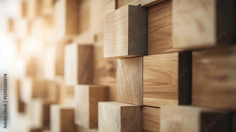 Closeup of a textured wooden wall showcasing unique block patterns and details : Generative AI Closeup of a textured wooden wall showcasing unique block patterns and details : Generative AI