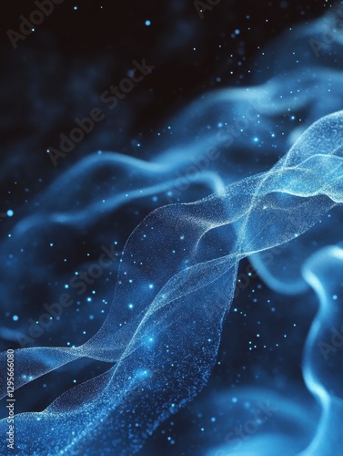 Digital flow wave with particles in motion. Abstract smoke effect background. Smoke motion with particle, wave effect flow energy illustration vector