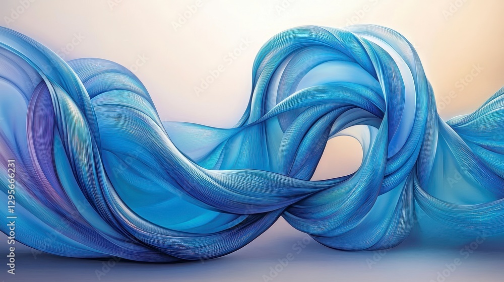Obraz premium Abstract Light Blue Swirling Wave Pattern 3D Render