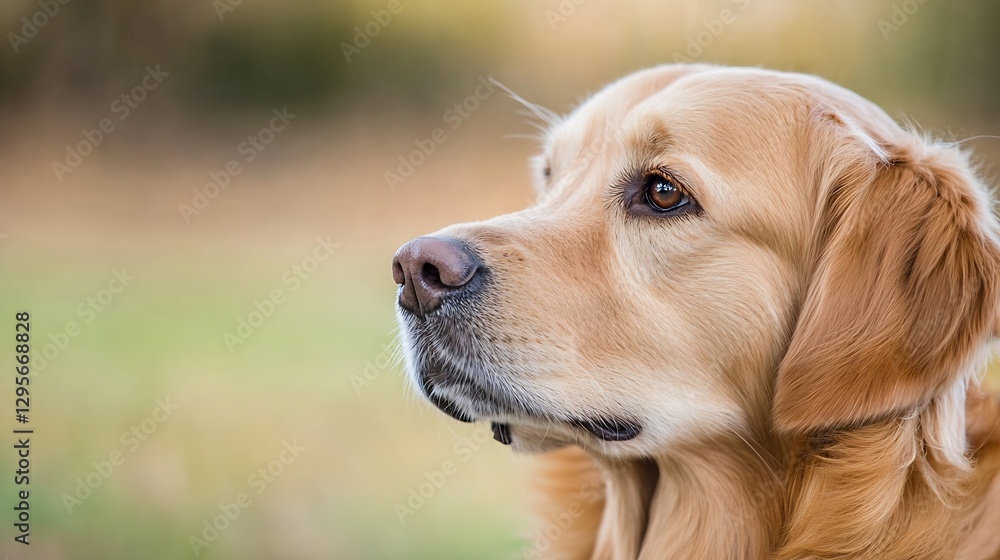 Golden retriever dog enjoying nature during a sunny day with beautiful soft background blur : Generative AI Golden retriever dog enjoying nature during a sunny day with beautiful soft background blur : Generative AI