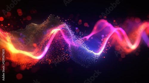 A 3D render pulsates with vibrant, swirling light waves in a spectrum of neon colors – a synthwave-inspired equalizer that visually captures the dynamic fluctuations of music. 