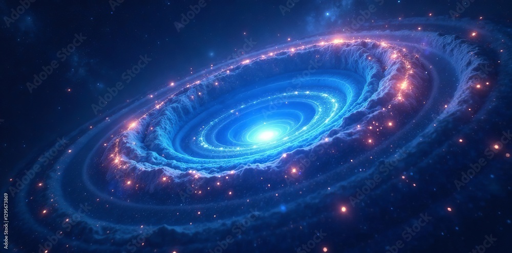 Obraz premium Glowing blue cosmic vortex surrounded by swirling stars and galaxies, vortex, cosmic