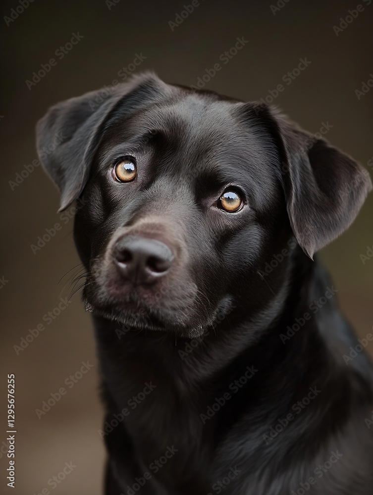 Closeup portrait of an adorable black Labrador retriever looking curiously with expressive eyes : Generative AI Closeup portrait of an adorable black Labrador retriever looking curiously with expressive eyes : Generative AI