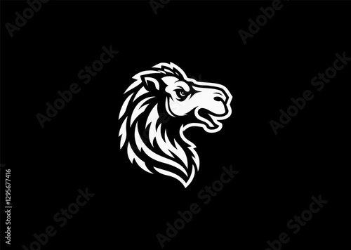 Aggressive Camel Logo – A fierce camel with an intense expression, representing toughness and desert strength.
