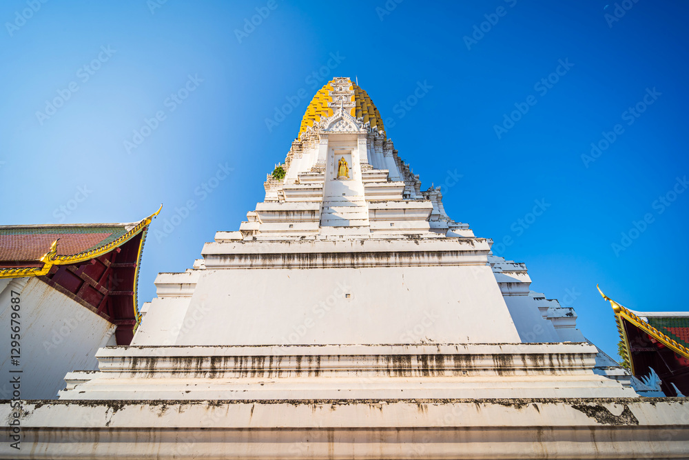 Climb the prang to pay homage to the Buddha's relics at a large Phra Si Rattana Mahathat is a Buddhist temple (wat) event tourist attractions It is a major tourist attraction Phitsanulok,Thailand.