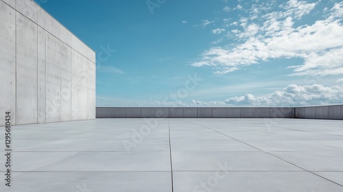 Wallpaper Mural Contemporary open space with a concrete floor and bright blue sky showcasing minimalist design : Generative AI Torontodigital.ca