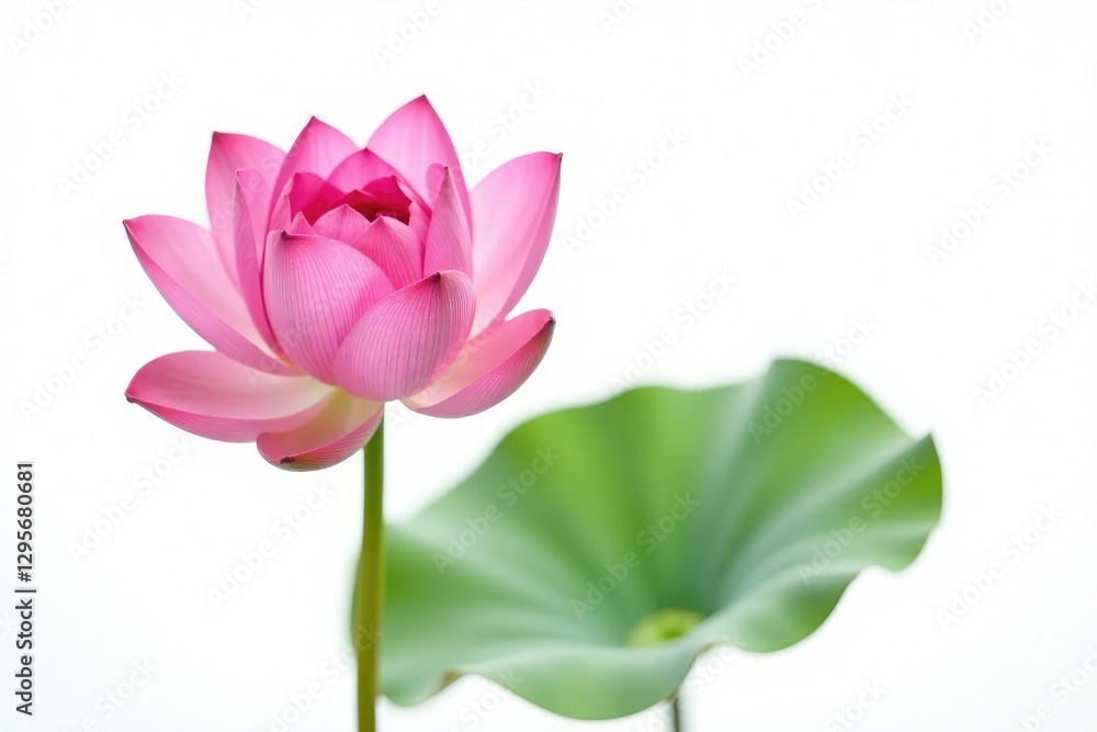 Pink lotus flower in isolation on white surface, solo, plant Pink lotus flower in isolation on white surface, solo, plant