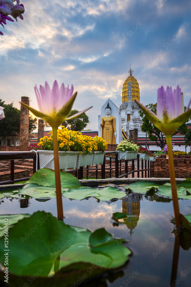 Old Buddha statue at Wat Phra Si Rattana Mahathat also colloquially referred to as Wat Yai is a Buddhist temple (wat) It is a major tourist is Public places attraction Phitsanulok,Thailand.
