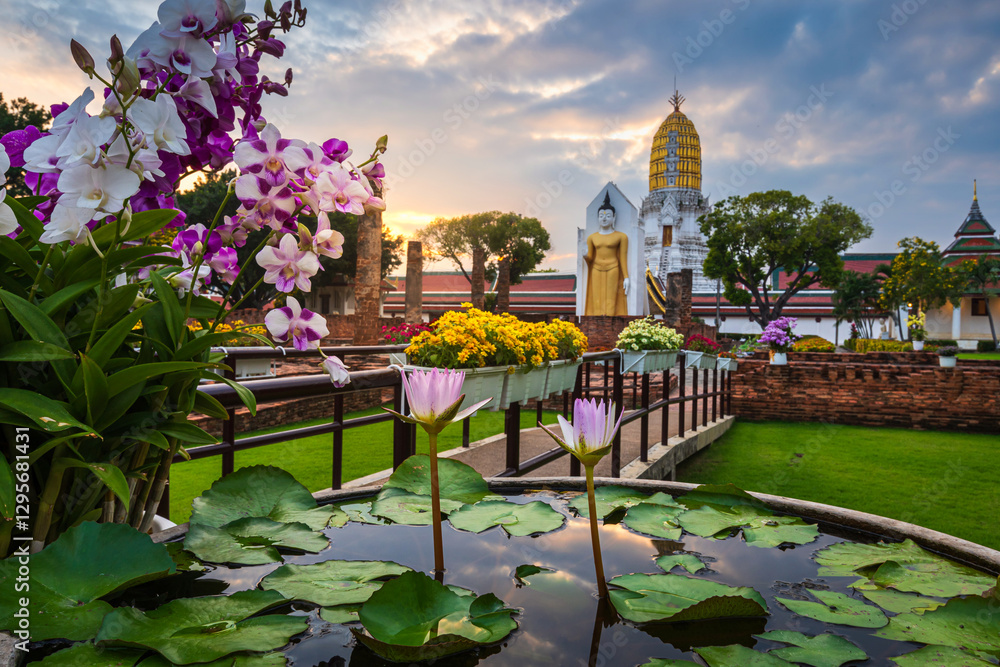 Old Buddha statue at Wat Phra Si Rattana Mahathat also colloquially referred to as Wat Yai is a Buddhist temple (wat) It is a major tourist is Public places attraction Phitsanulok,Thailand.