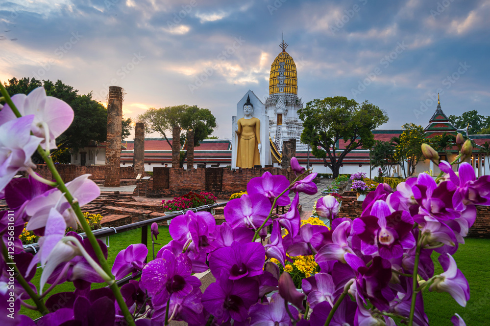 Old Buddha statue at Wat Phra Si Rattana Mahathat also colloquially referred to as Wat Yai is a Buddhist temple (wat) It is a major tourist is Public places attraction Phitsanulok,Thailand.