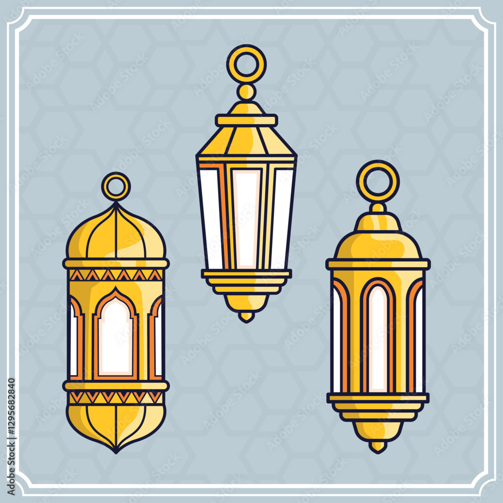 Ramadhan islamic lampion vector illustrations set Ramadhan islamic lampion vector illustrations set