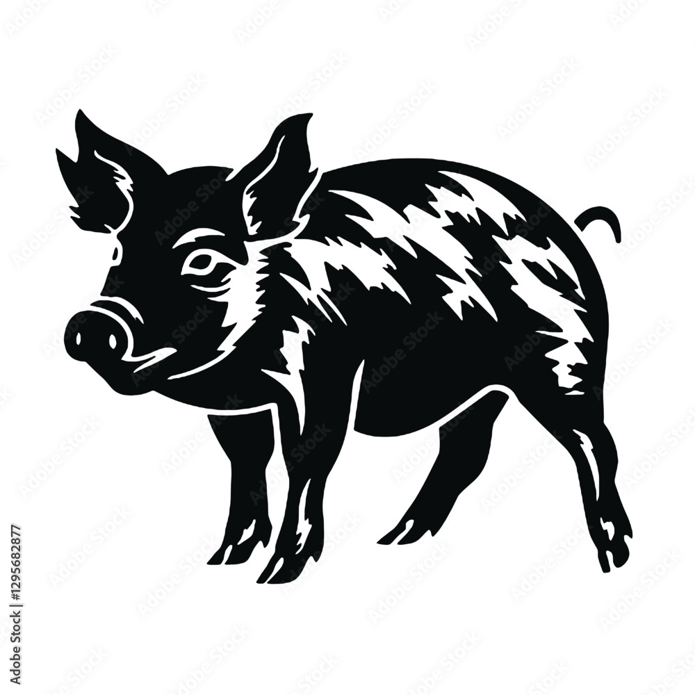 Fototapeta premium Black Pig Silhouette for Sticker, Decal, or Craft Design