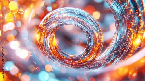 A mesmerizing, 3D render unveils an abstract background design, a captivating wavy iridescent shape that seems to shift and shimmer in the light, inviting the viewer to delve into a world of 