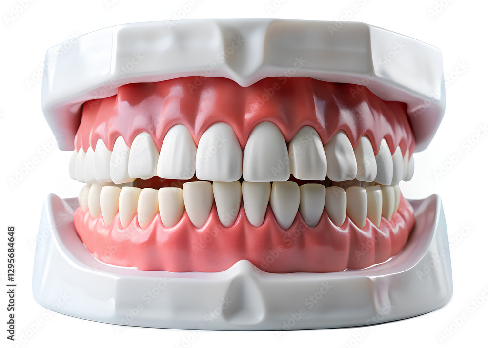 Obraz premium White teeth jaw mouth model Isolated on white background, Clipping path