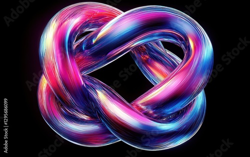 A sphere of vibrant, shifting iridescence, a mesmerizing 3D knot design that seemed to pulse with an inner light, captivating the observer with its intricate beauty and mesmerizing movement. 