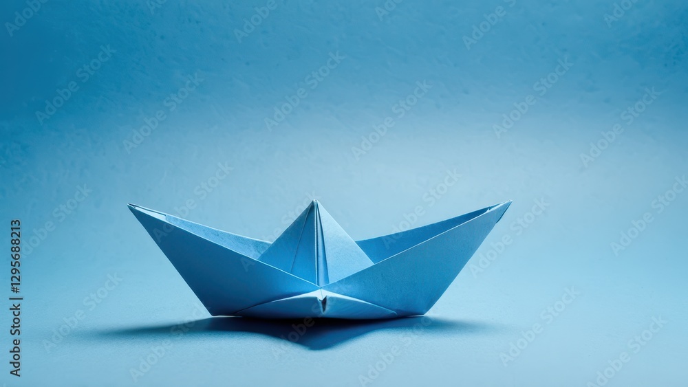 a delicate blue paper boat afloat in tranquility a delicate blue paper boat afloat in tranquility