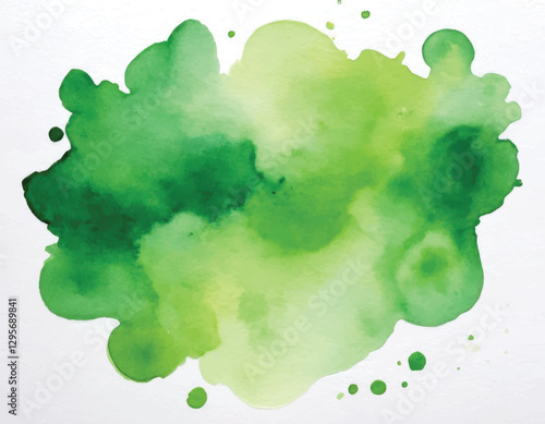 Light green hand painting watercolour stain background. Original artistic footage