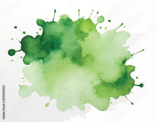 Light green hand painting watercolour stain background. Original artistic footage