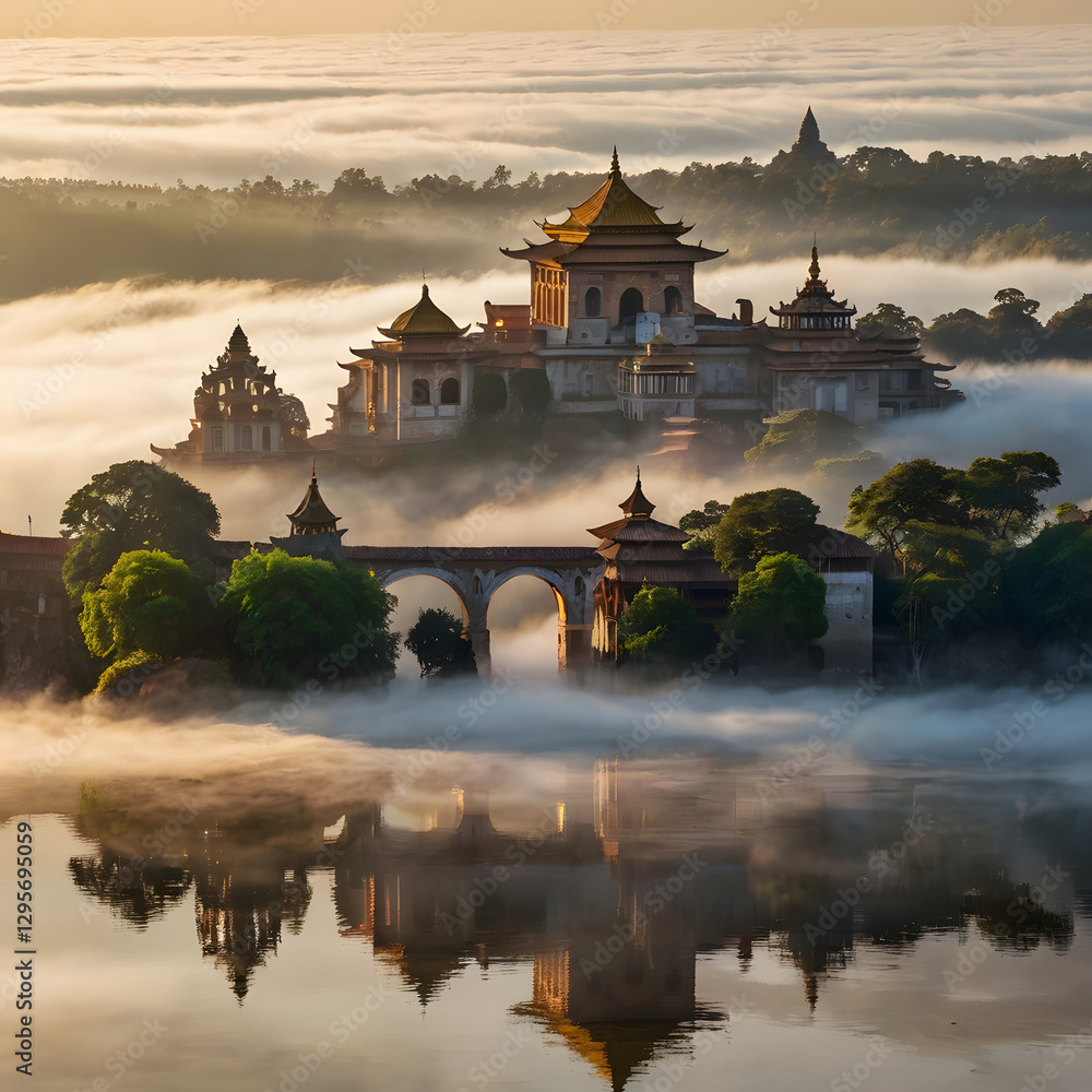 Obraz premium The Floating Monastery Above the Clouds