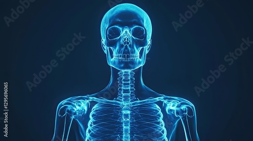 Wallpaper Mural Digital human skeleton glowing blue, futuristic medical visualization. Torontodigital.ca