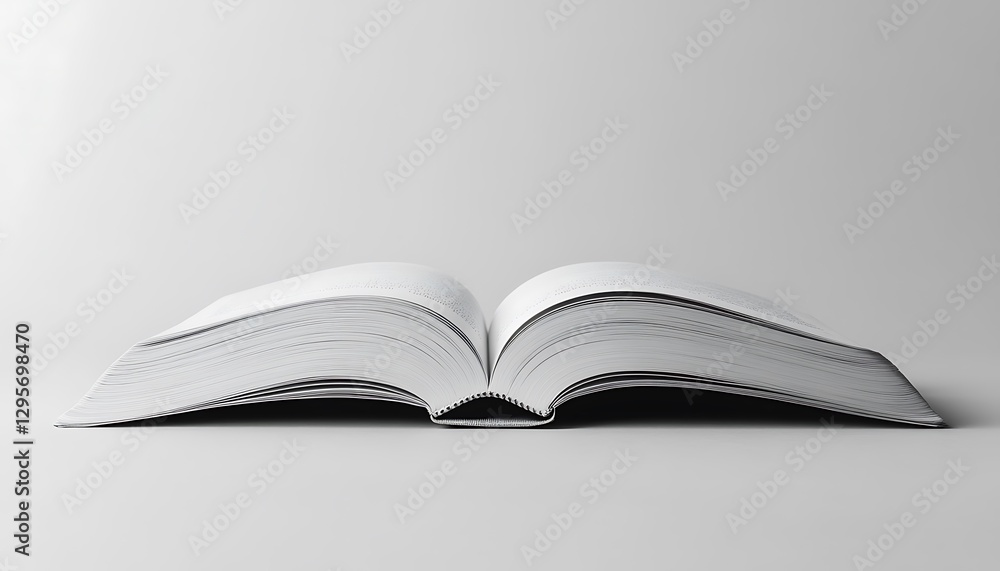 Open book, blank pages, white background, learning Open book, blank pages, white background, learning