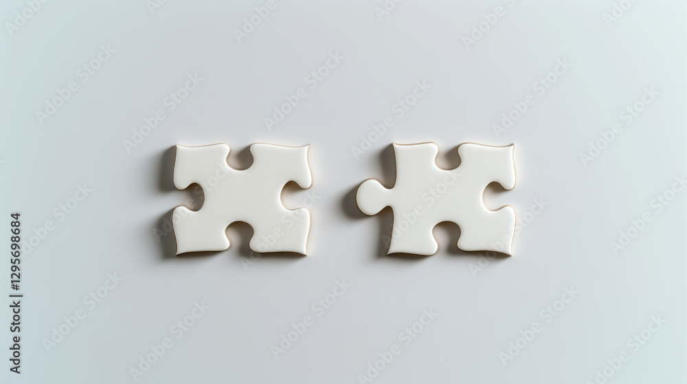 Connecting pieces white puzzle elements studio conceptual close-up Connecting pieces white puzzle elements studio conceptual close-up