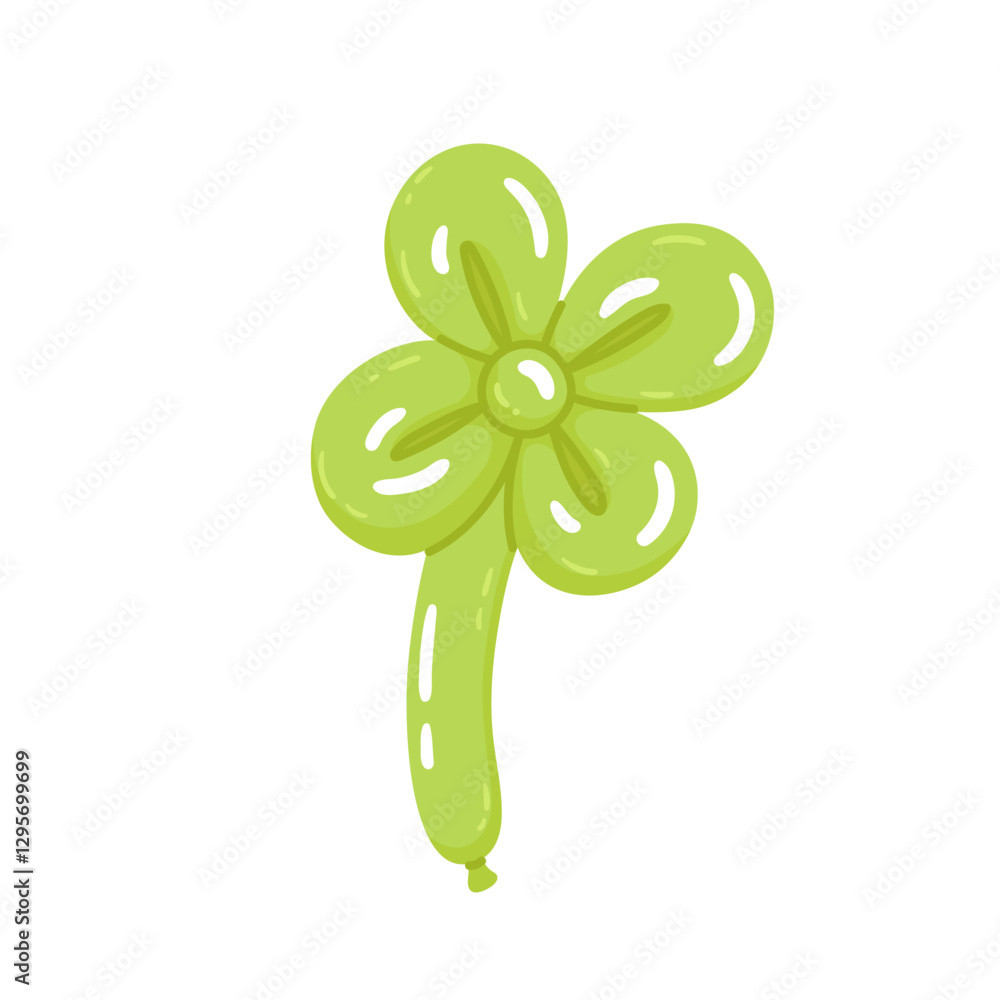 Realistic shaped balloon, clover plant. Twisted helium latex ballon. Lucky charm green shamrock. Fortune symbol for good luck and success. Saint Patrick's Day. Isolated flat vector illustration Realistic shaped balloon, clover plant. Twisted helium latex ballon. Lucky charm green shamrock. Fortune symbol for good luck and success. Saint Patrick's Day. Isolated flat vector illustration