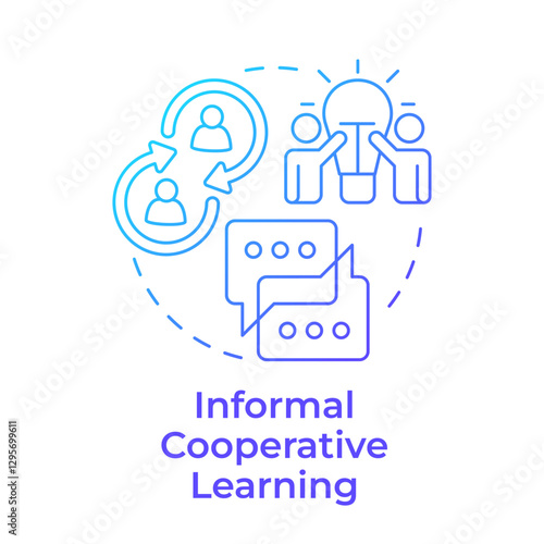 Informal cooperative learning blue gradient concept icon. Group communication. Cooperation, teamwork. Round shape line illustration. Abstract idea. Graphic design. Easy to use in infographic