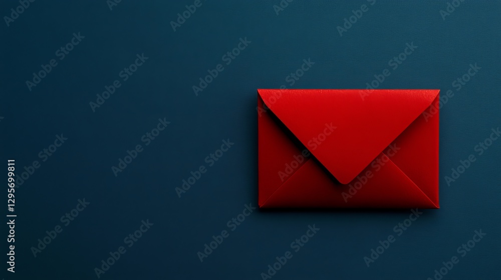 Elegant Red Envelope on Deep Blue Backdrop for Invitations, Greetings, or Special Occasions Elegant Red Envelope on Deep Blue Backdrop for Invitations, Greetings, or Special Occasions