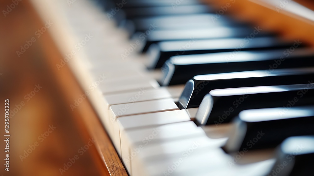 Closeup view of piano keys showcasing the elegance and artistry of musical craftsmanship : Generative AI Closeup view of piano keys showcasing the elegance and artistry of musical craftsmanship : Generative AI