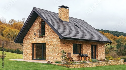 Wallpaper Mural Brick House in Autumn Landscape Torontodigital.ca