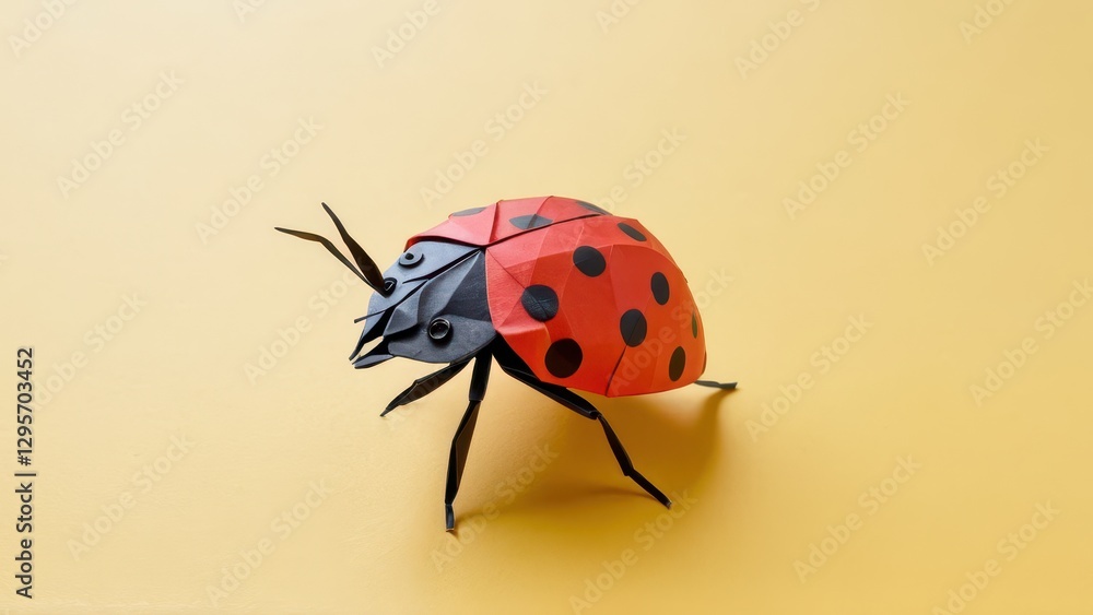 Fototapeta premium a vibrant origami ladybug showcases intricate craftsmanship