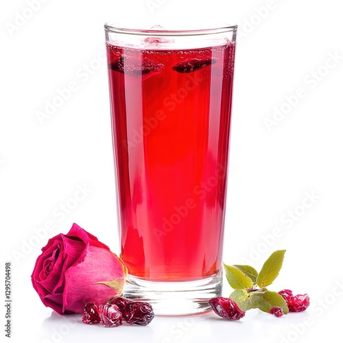 Refreshing Rooh Afza Drink for Ramzan Isolated on White Background photo