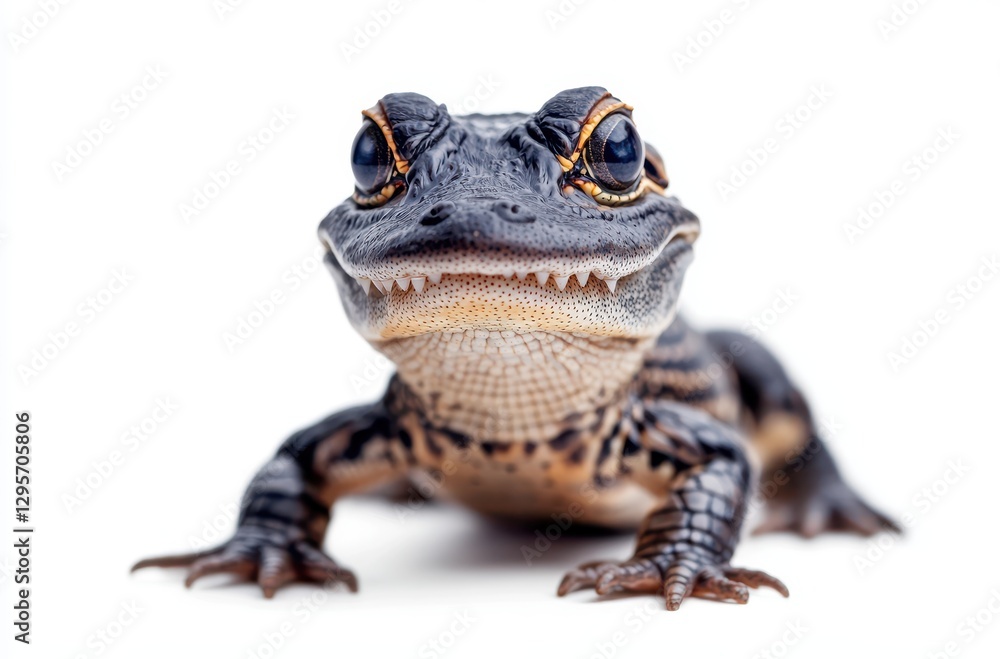 Obraz premium Realistic close-up of a unique amphibian with prominent eyes showcasing textures and details against a clean white background
