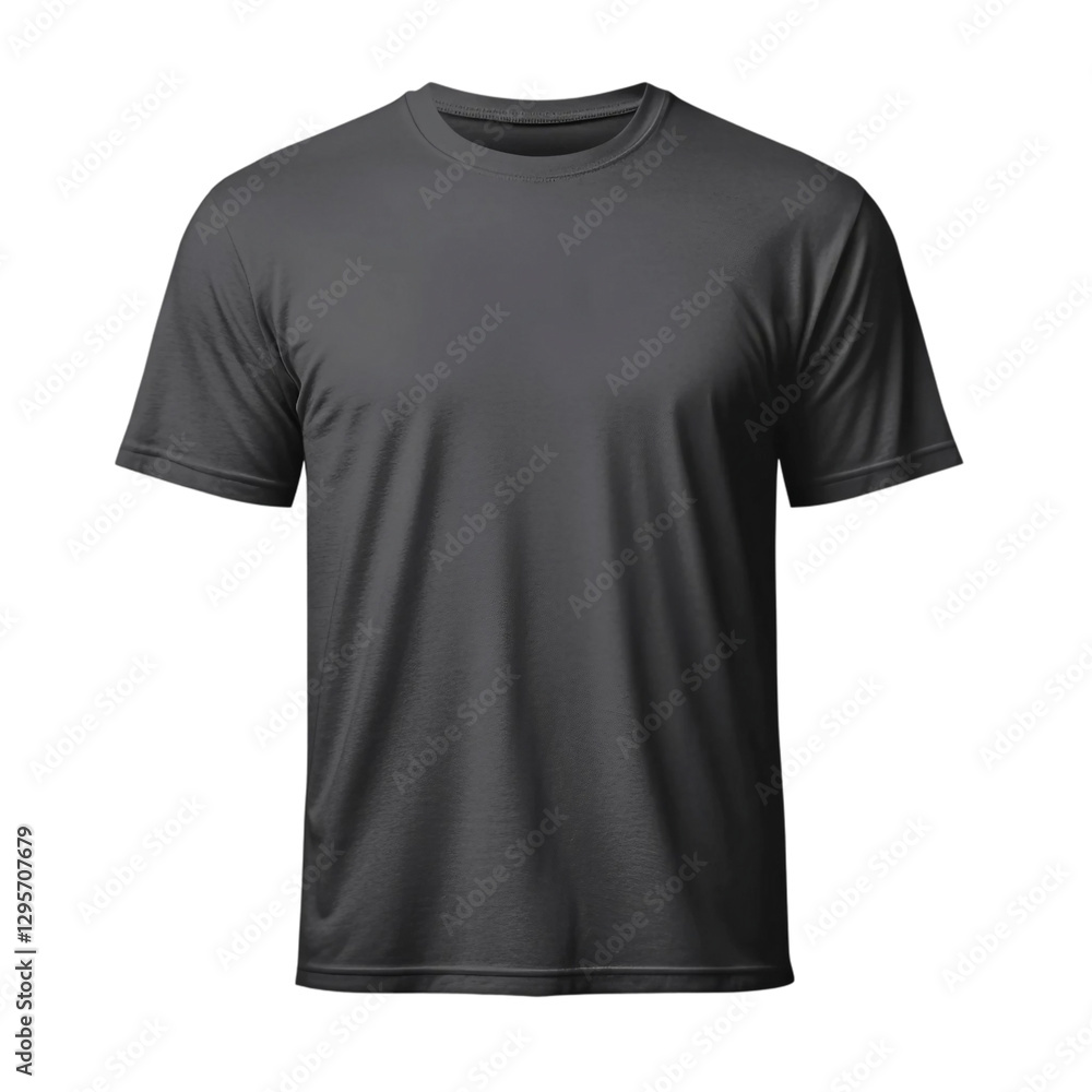 dark gray t shirt round neck template from two sides isolated on transparent white background, clipping path. dark gray t shirt round neck template from two sides isolated on transparent white background, clipping path.