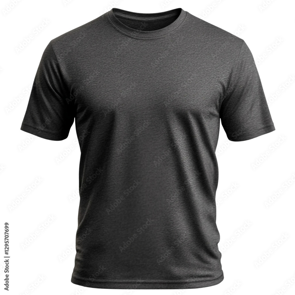 dark gray t shirt round neck template from two sides isolated on transparent white background, clipping path. dark gray t shirt round neck template from two sides isolated on transparent white background, clipping path.