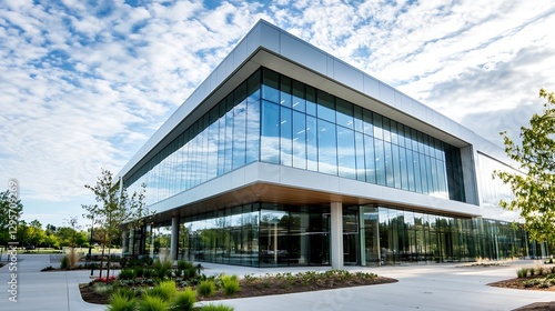 Wallpaper Mural Modern Architectural Design of Office Building with Glass Facade : Generative AI Torontodigital.ca