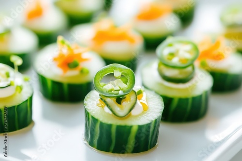 Wallpaper Mural Elegant Mini Cucumber Rolls Filled with Cream Cheese, Honey, and Thinly Sliced Jalapeño Torontodigital.ca