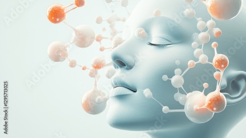 3D Molecular Illustration of Neuropeptides for Relaxation and Wellness