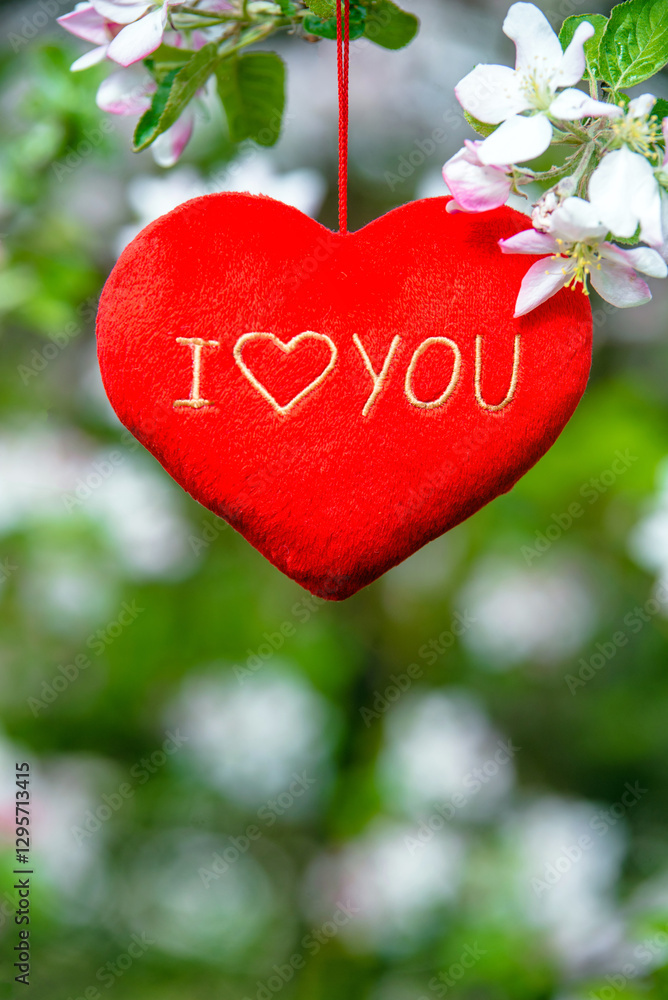 A symbol of love among the branches of a flowering apple
A symbol of love among the branches of a flowering apple