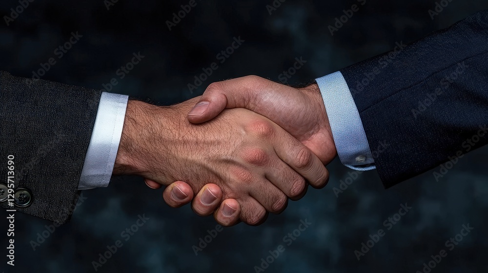 Two businessmen clasp hands in a gesture of agreement and success Two businessmen clasp hands in a gesture of agreement and success