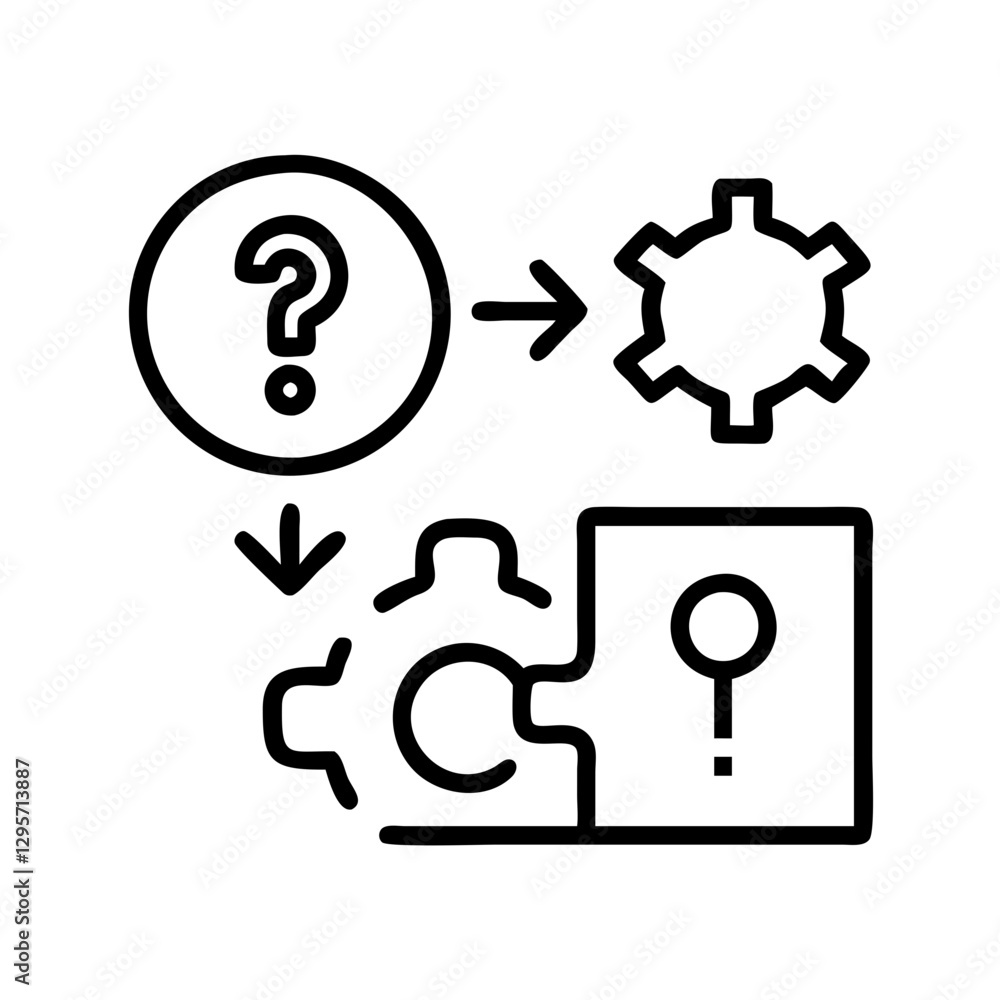 problem solving icon, problem solving line art - simple line art of problem solving, perfect for problem solving logos and icons problem solving icon, problem solving line art - simple line art of problem solving, perfect for problem solving logos and icons