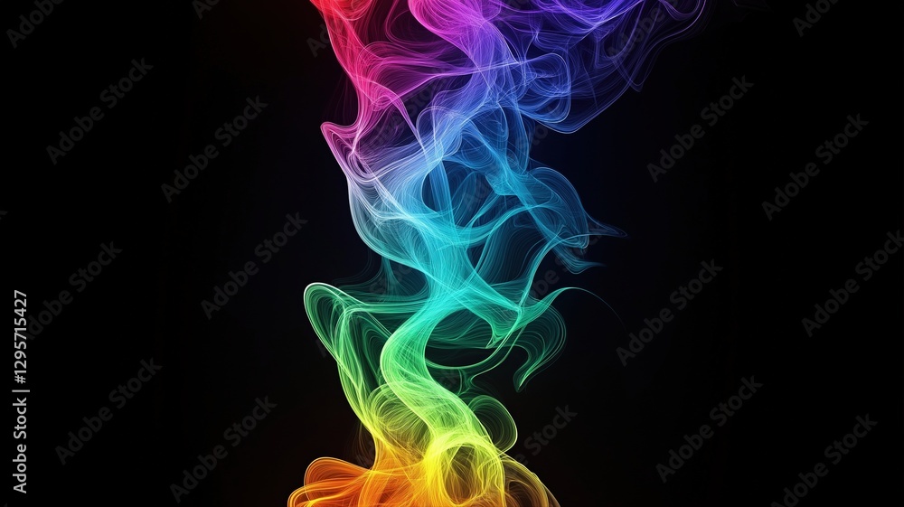 Obraz premium illustration of colorful smoke waves, dark background