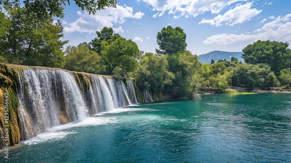 Fototapeta premium stunning waterfall cascading down the steep cliff