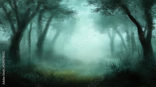 Enigmatic Foggy Forest Path Mystical Atmosphere Dreamlike Woods