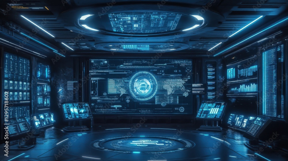 Cybersecurity landscape illuminated by blue point connections a digital fortress of technology Cybersecurity landscape illuminated by blue point connections a digital fortress of technology